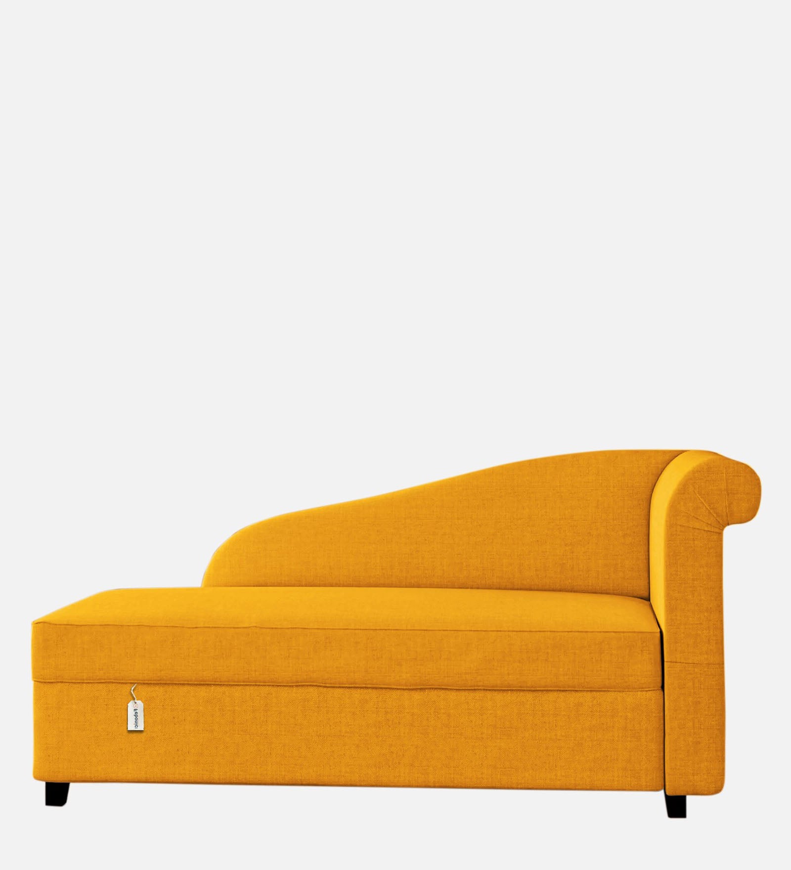 Toppy Fabric LHS Chaise Lounger In Bold Yellow Colour With Storage - Febonic Living