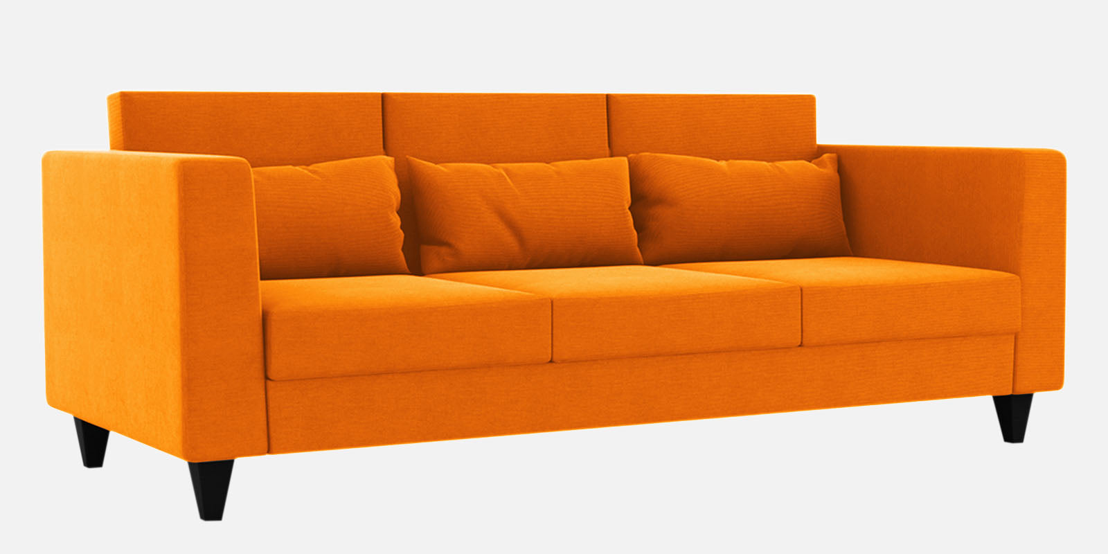 Nipul Fabric 3 Seater Sofa In Vivid Orange Colour - Febonic Living