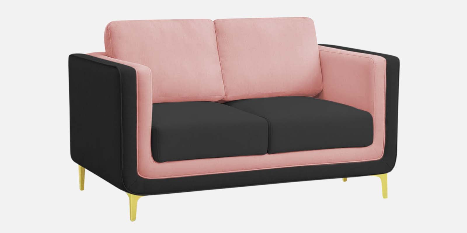 Visky Velvet 2 Seater Sofa In Millennial Pink And Hory Grey Colour - Febonic Living