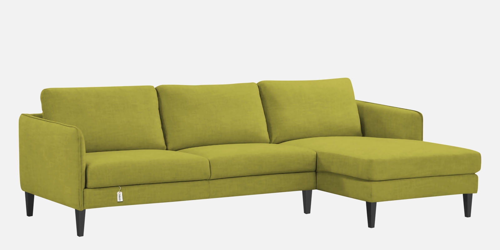 Piku Fabric LHS Sectional Sofa (3+Lounger) In Parrot Green Colour - Febonic Living