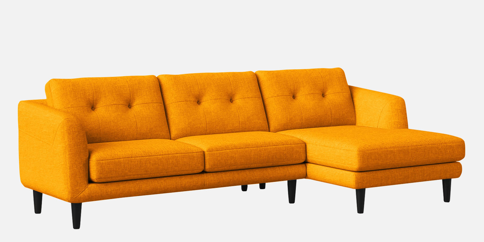 Natasha Velvet LHS Sectional Sofa (3+Lounger) In Saffron Yellow Colour - Febonic Living