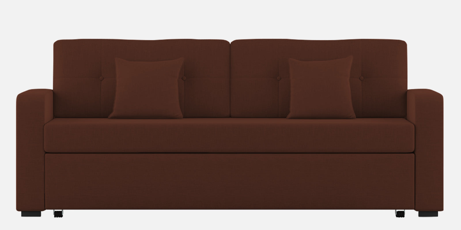 Rocky Fabric 3 Seater Pull Out Sofa Cum Bed In Coffee Brown Colour With Storage - Febonic Living