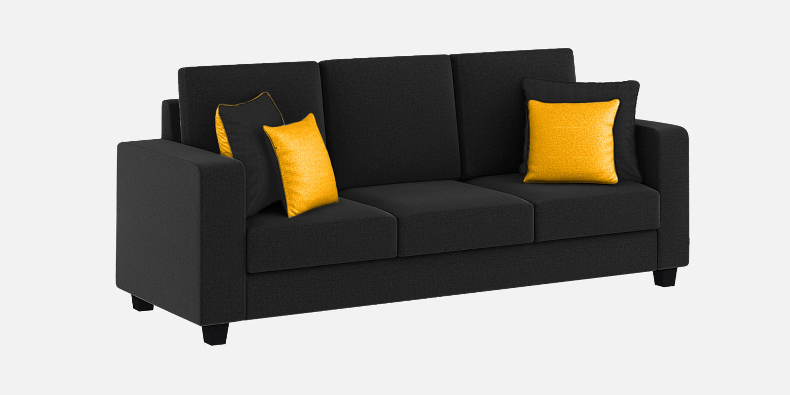 Nabi Fabric 3 Seater Sofa In Zed Black Colour - Febonic Living