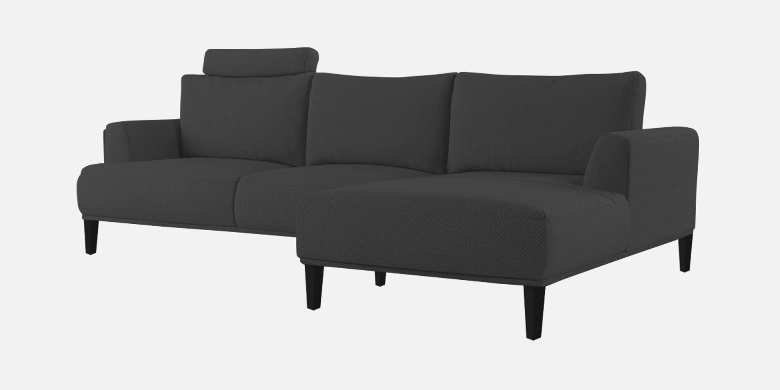 Como Fabric RHS Sectional Sofa (3+Lounger) in Charcoal Grey Colour