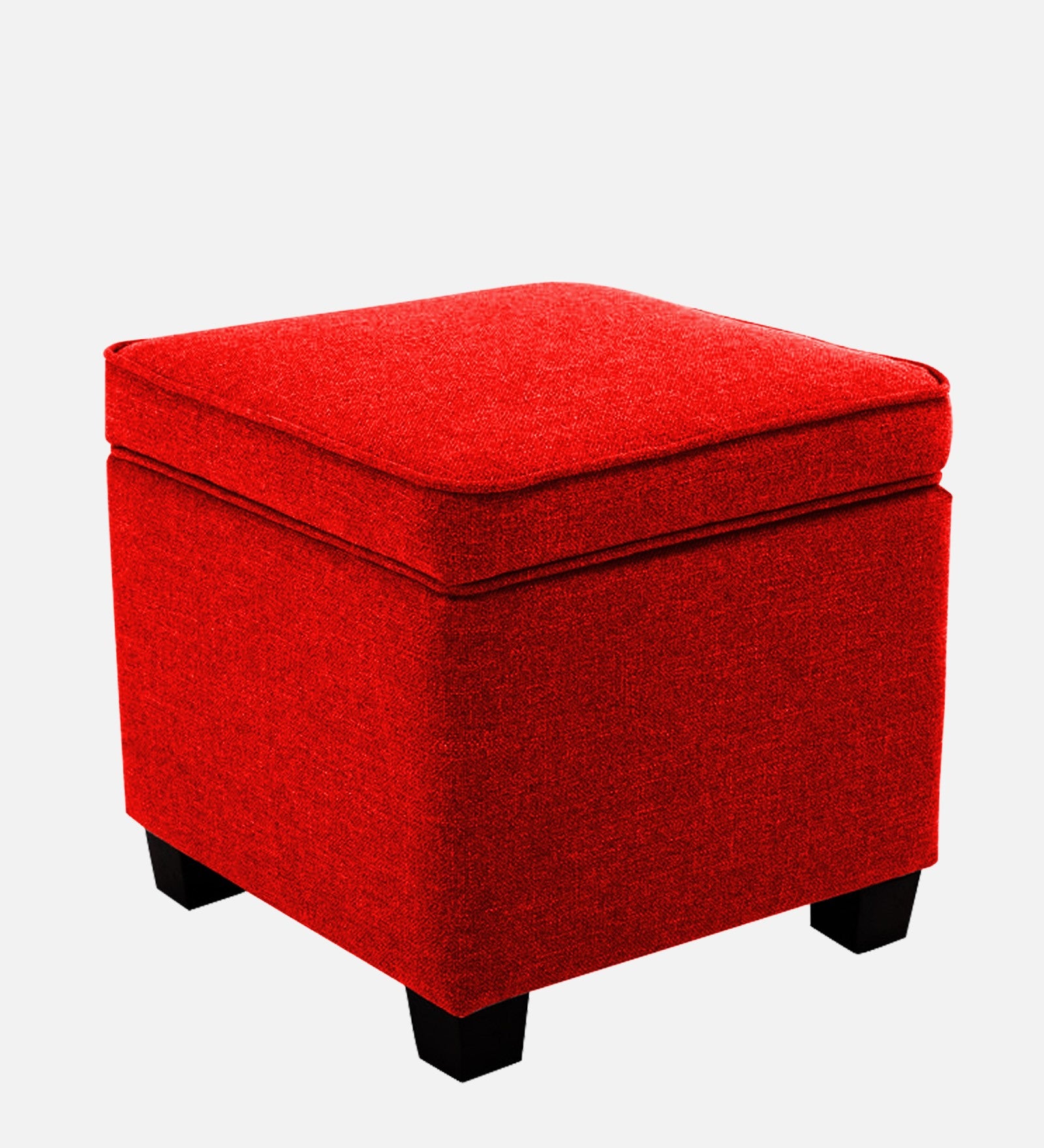 Sudan Fabric Ottoman In Ruby Red Colour With Storage - Febonic Living