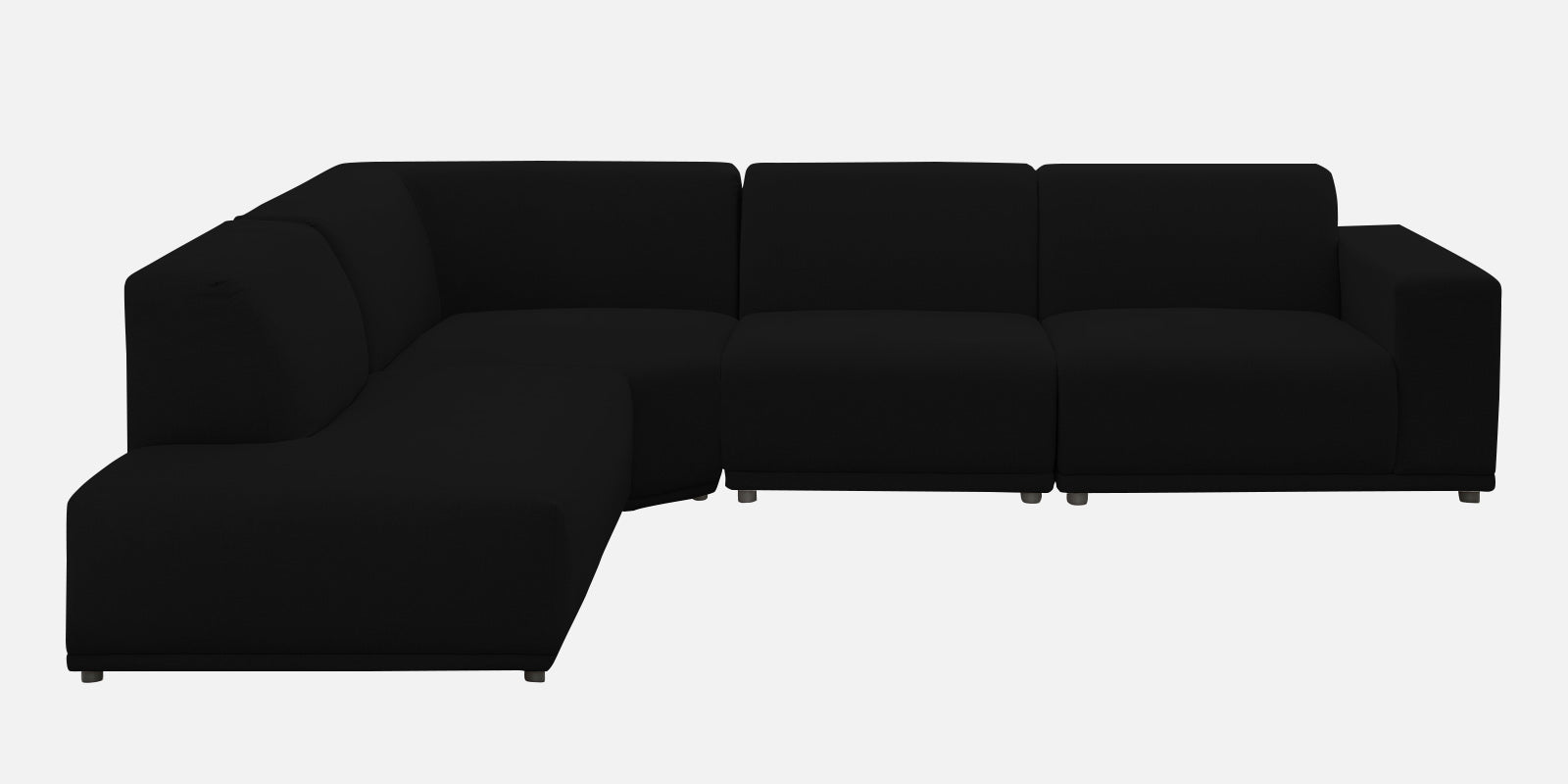 Adam Fabric LHS Sectional Sofa (3+Ottoman Lounger) In Zed Black Colour - Febonic Living