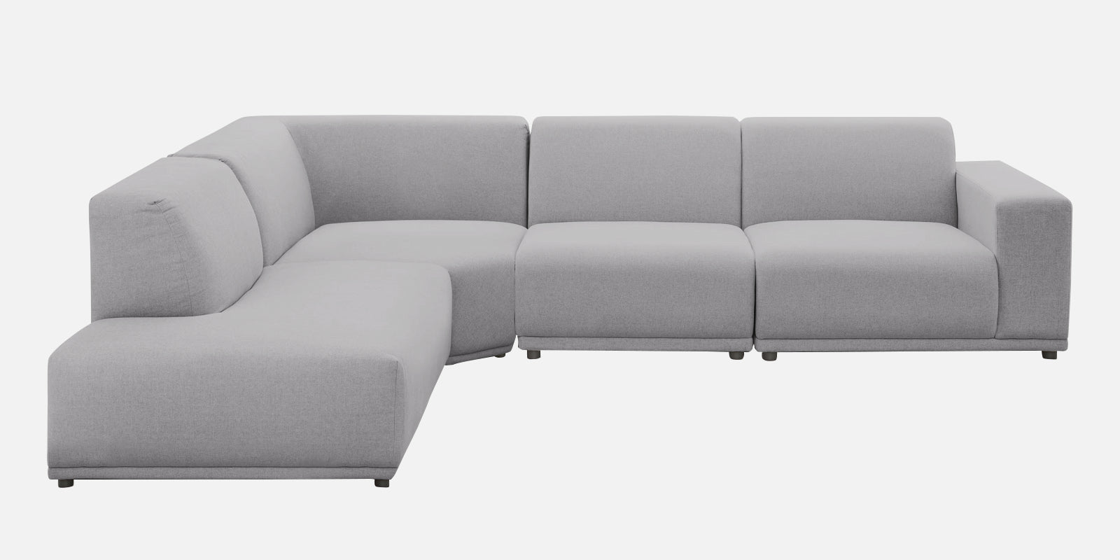 Adam Fabric LHS Sectional Sofa (3+Ottoman Lounger) In Lit Grey Colour - Febonic Living