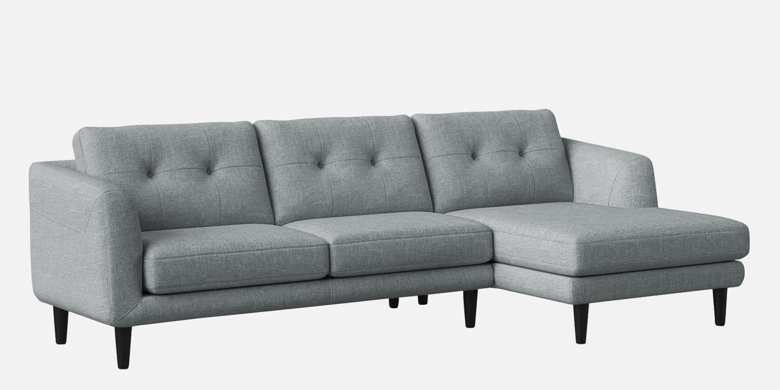 Natasha Velvet LHS Sectional Sofa (3+Lounger) In Pearl grey Colour - Febonic Living