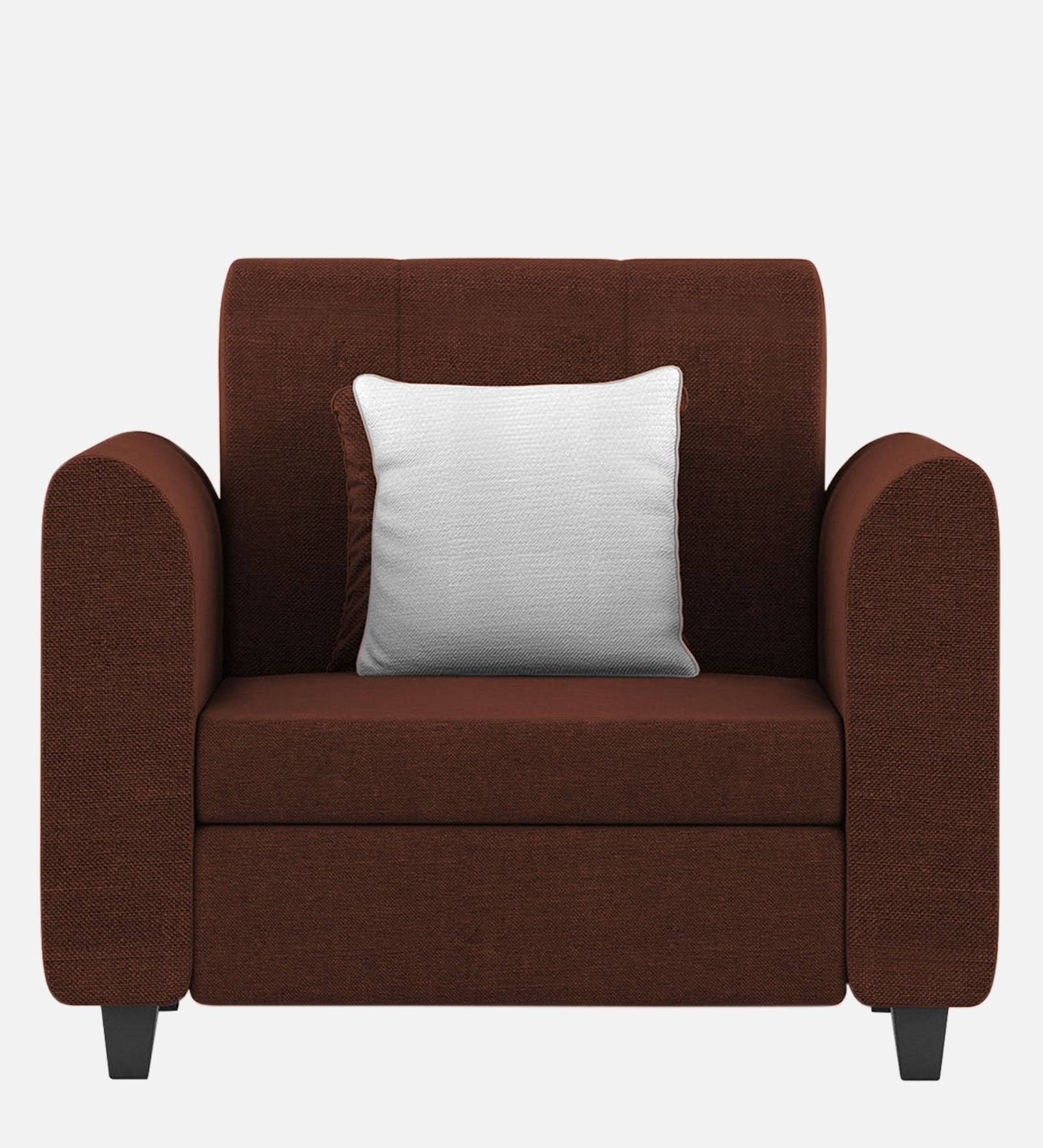 Denmark Fabric 1 Seater Sofa In Coffee Brown Colour - Febonic Living