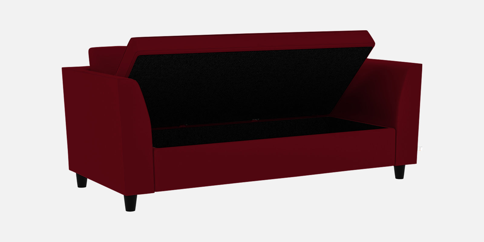 Bristo Velvet 3 Seater Sofa In Cherry Red Colour With Storage - Febonic Living