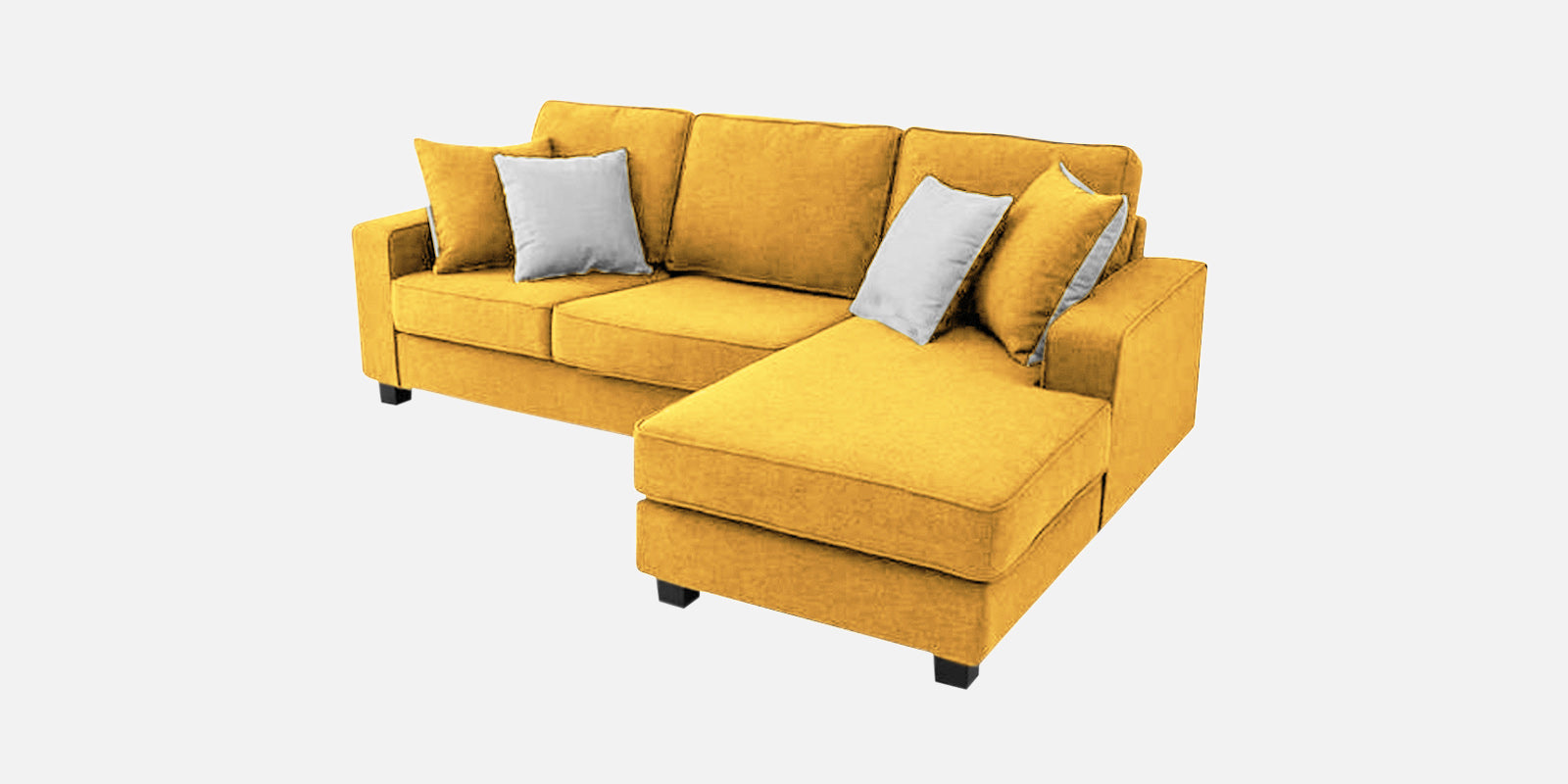Ladybug Fabric LHS Sectional Sofa (2+Lounger) In Bold Yellow Colour - Febonic Living