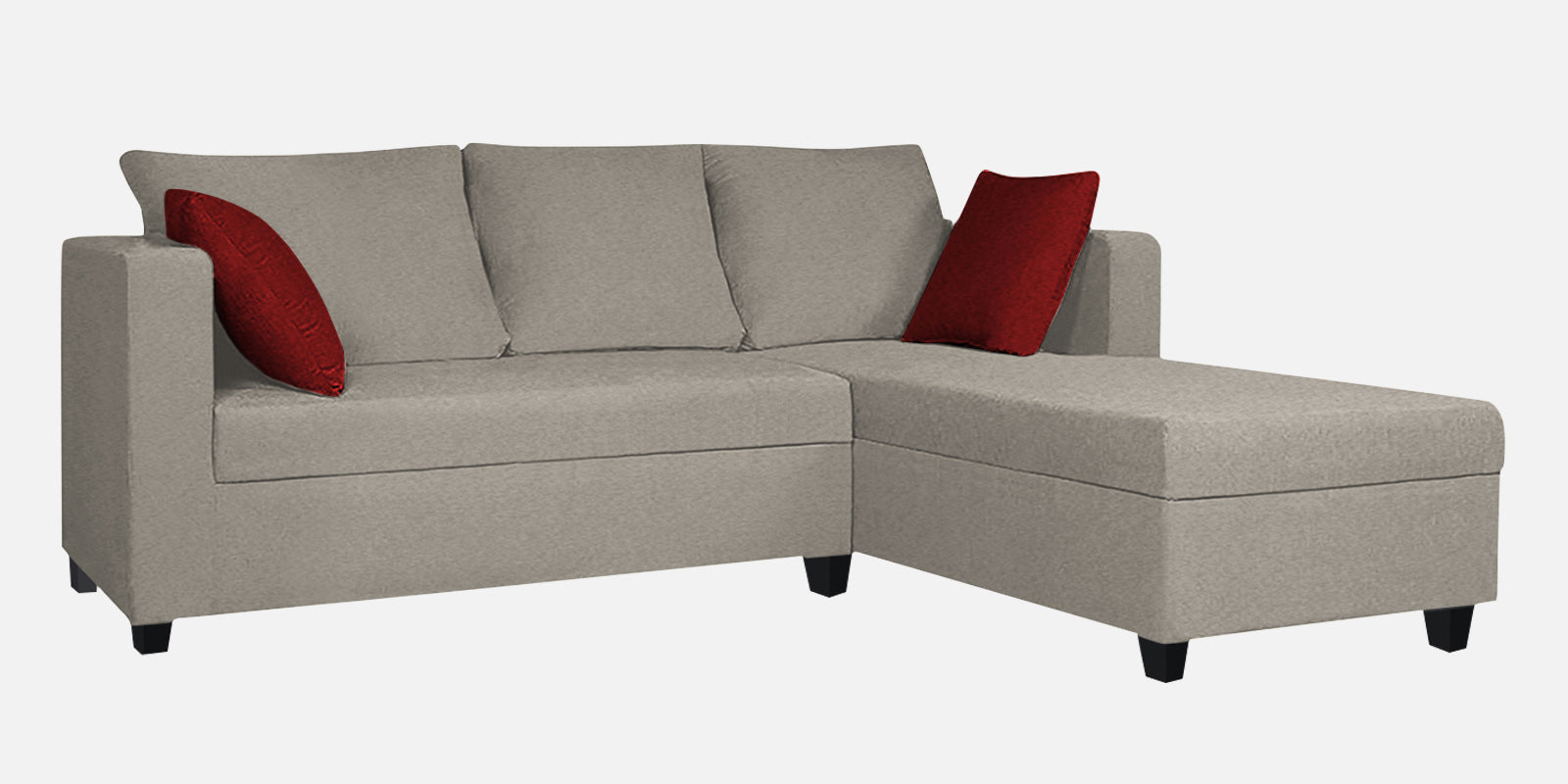 Nebula Fabric LHS Sectional Sofa (2+Lounger) In Ash Grey Colour - Febonic Living