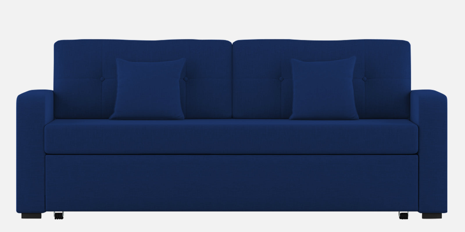 Rocky Fabric 3 Seater Pull Out Sofa Cum Bed In Royal Blue Colour With Storage - Febonic Living