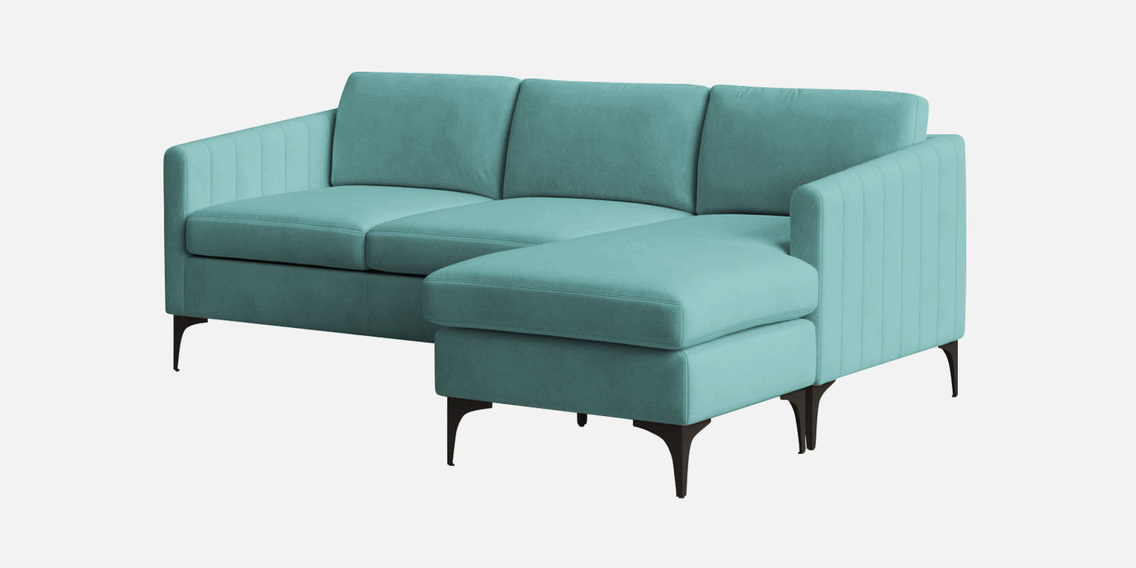 Haru Fabric LHS Sectional Sofa (2+Lounger) In Barmunda Aqua Colour - Febonic Living