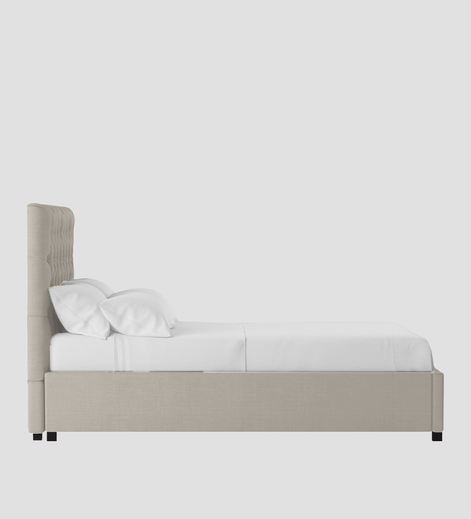 Isko Fabric King Size Bed In Ash Grey Colour With Storage Box - Febonic Living