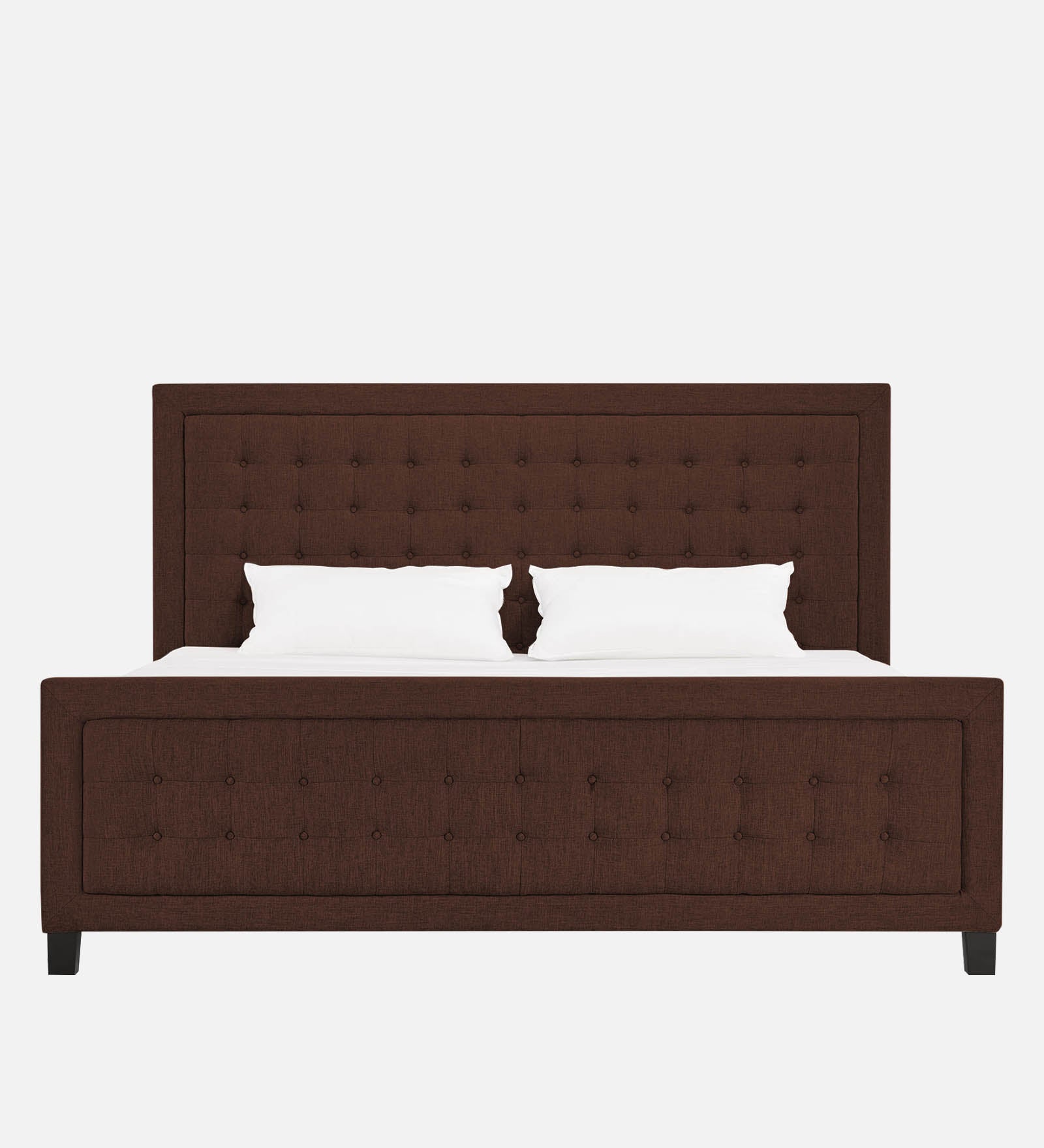 Kaster Fabric Upholstered King Size Bed In Coffee Brown Colour - Febonic Living