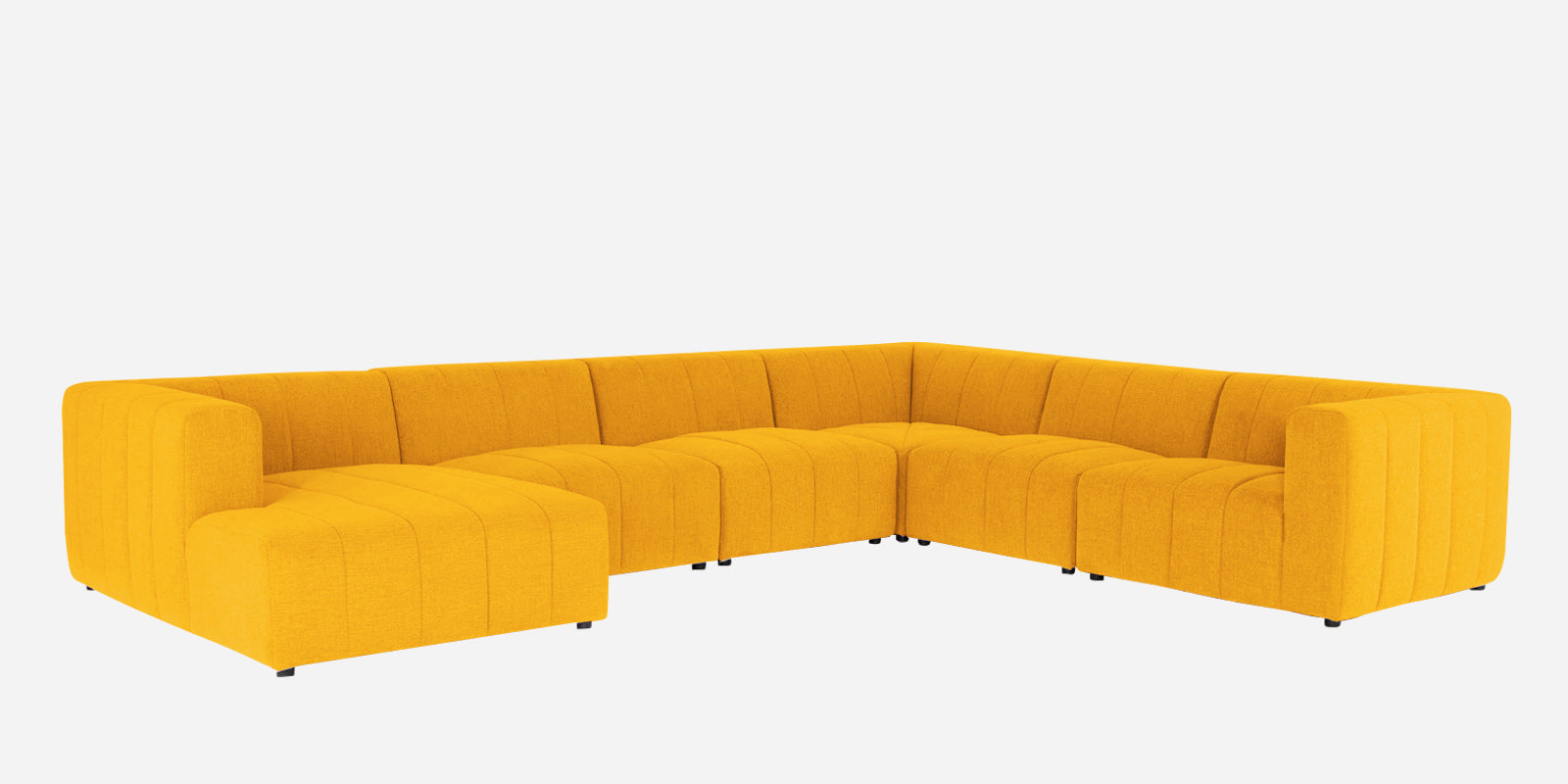 Damo Fabric RHS 8 Seater Corner Sofa In Bold Yellow Colour - Febonic Living