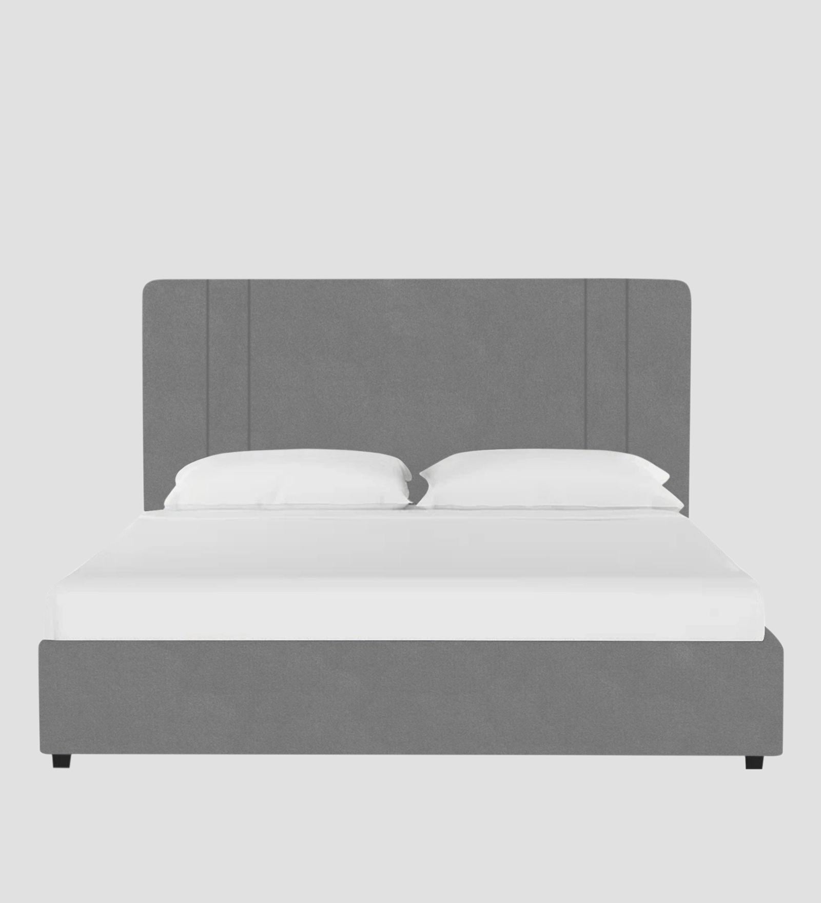 Asyra Velvet Upholstered King Size Bed In Light Grey Colour With Box Storage - Febonic Living