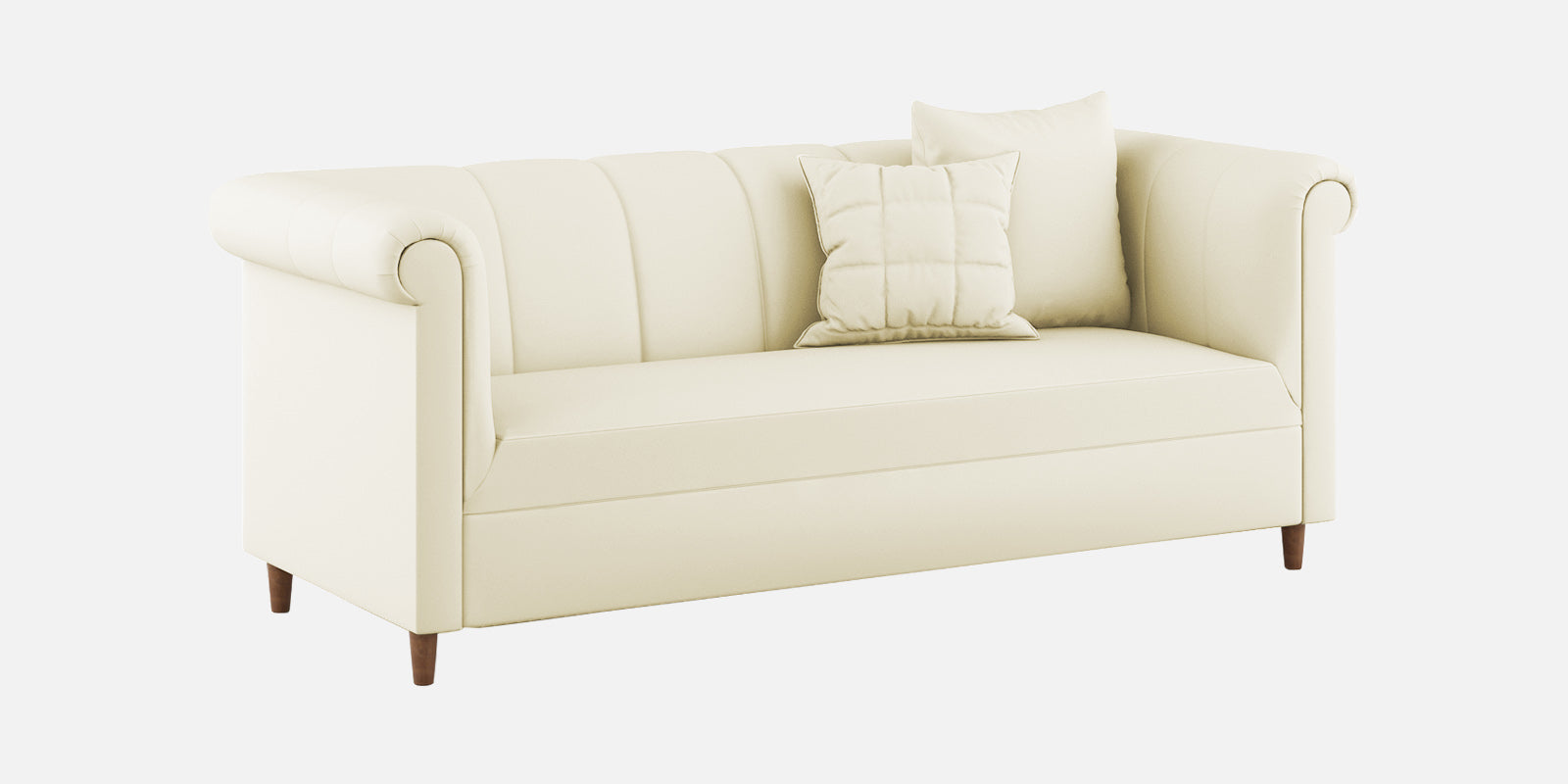 Rubi Velvet 3 Seater Sofa In Warm White Colour - Febonic Living