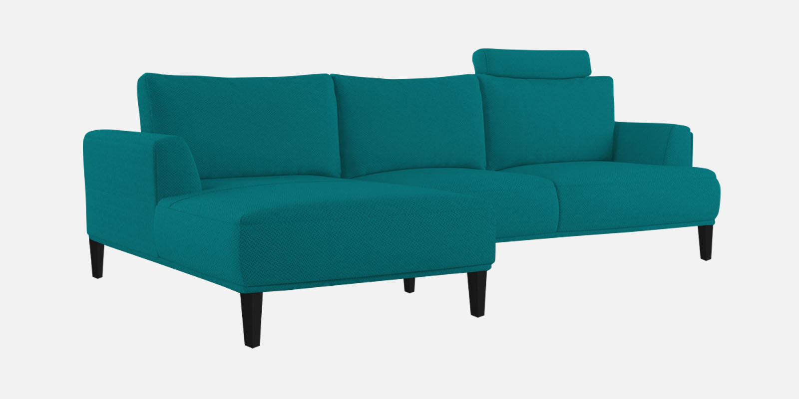 Como Fabric LHS Sectional Sofa (3+Lounger) In Sea Green Colour - Febonic Living