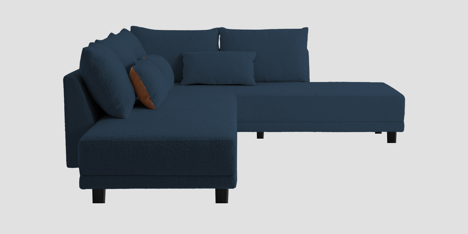 Ira Boucle Fabric LHS 6 Seater Convertible Sofa Cum Bed In Classic Blue Colour - Febonic Living