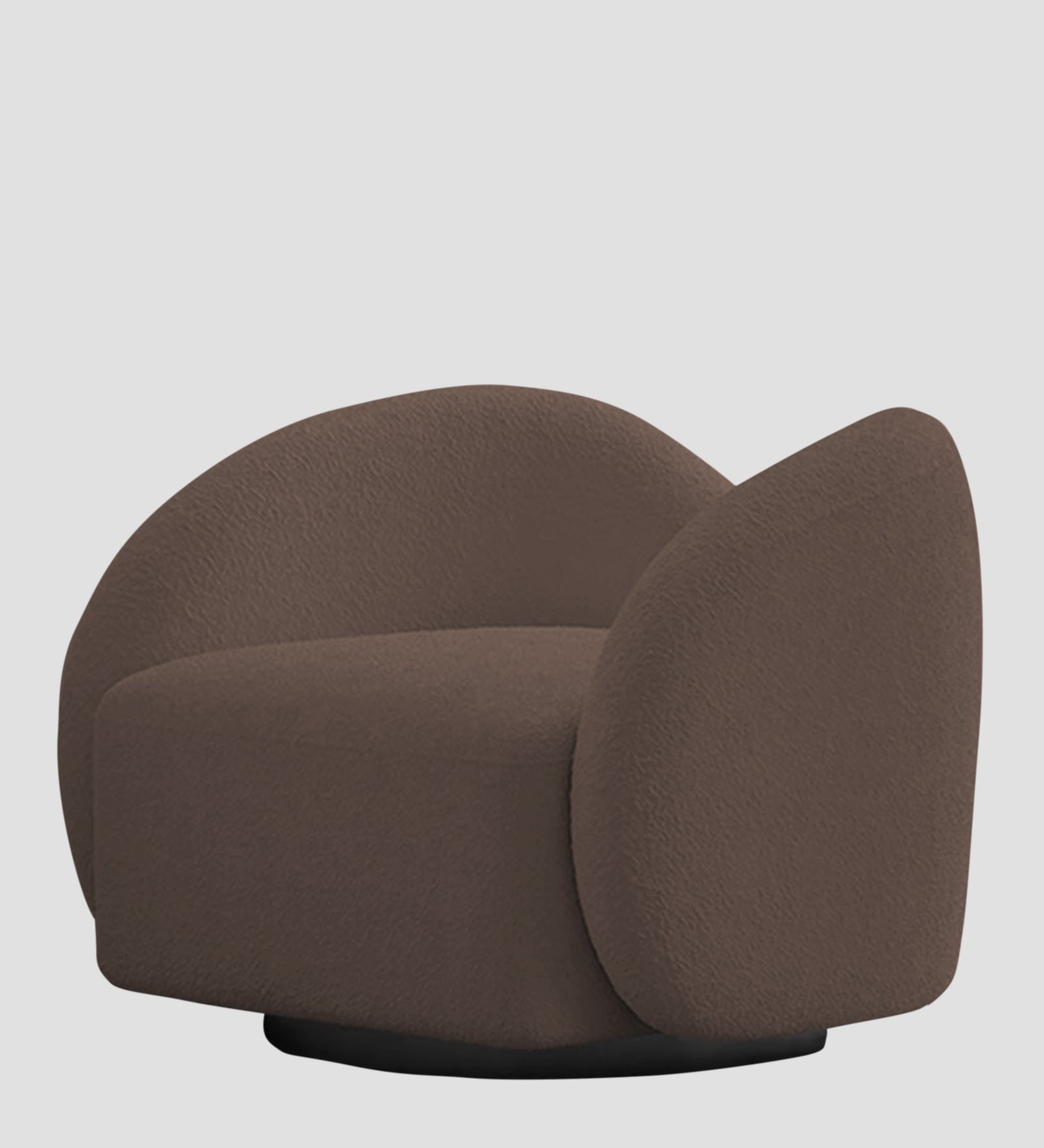 Miles Boucle Fabric Swivel Chair in Truffle Brown Colour