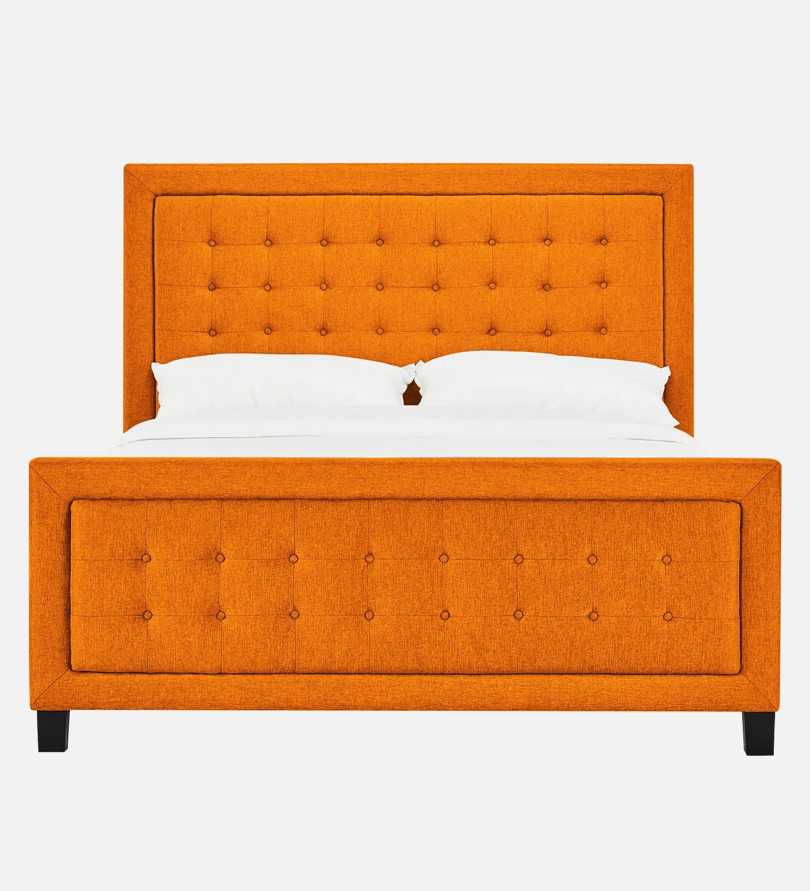 Kaster Fabric Upholstered Queen Size Bed In Vivid Orange Colour - Febonic Living