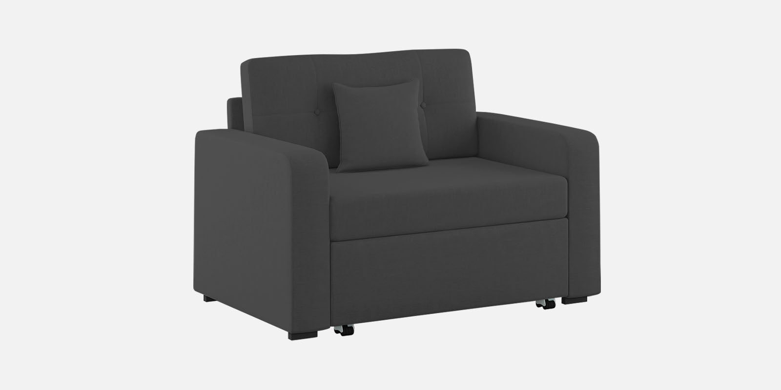 Rocky Fabric 2 Seater Pull Out Sofa Cum Bed In Charcoal Grey Colour With Storage - Febonic Living