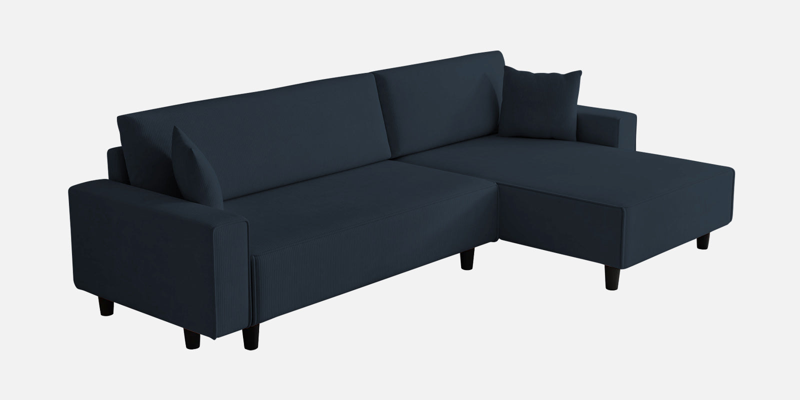 Peach Fabric RHS 6 Seater Sofa Cum Bed With Storage In Denim Blue Colour - Febonic Living