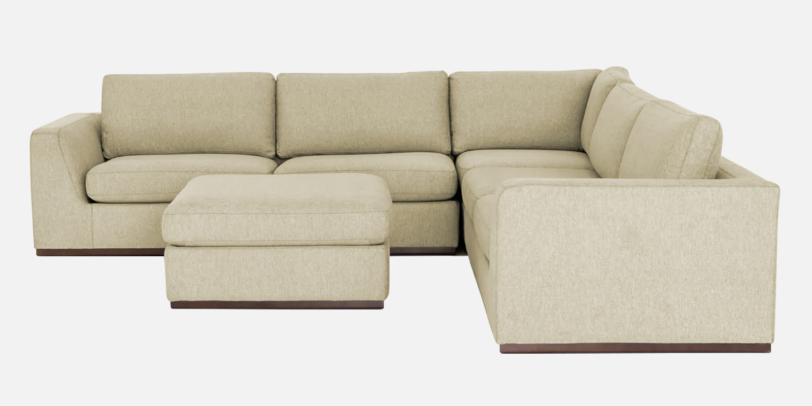 Freedom Velvet 6 Seater RHS Corner Sofa In Warm White Colour With Ottoman - Febonic Living