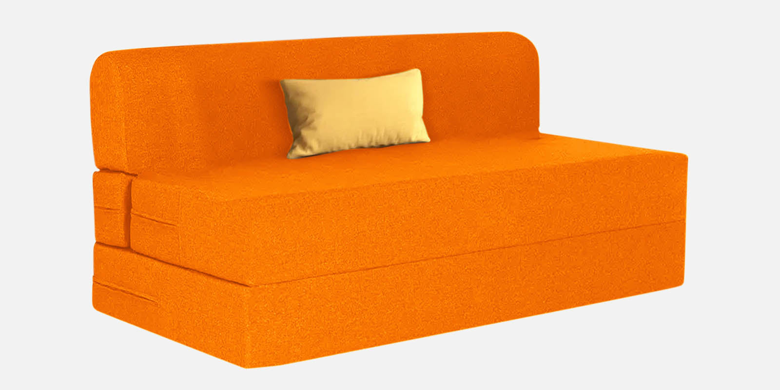 Fleepy Fabric 2 Seater Foldable Sofa Cum Bed In Vivid Orange Colour - Febonic Living