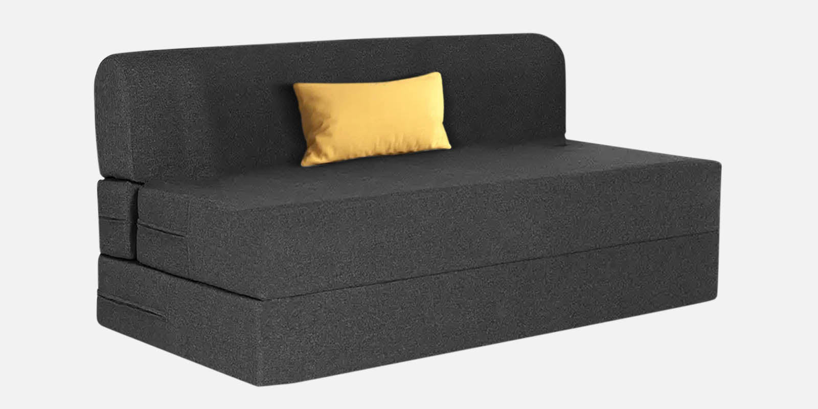 Fleepy Fabric 2 Seater Foldable Sofa Cum Bed In Charcoal Grey Colour - Febonic Living