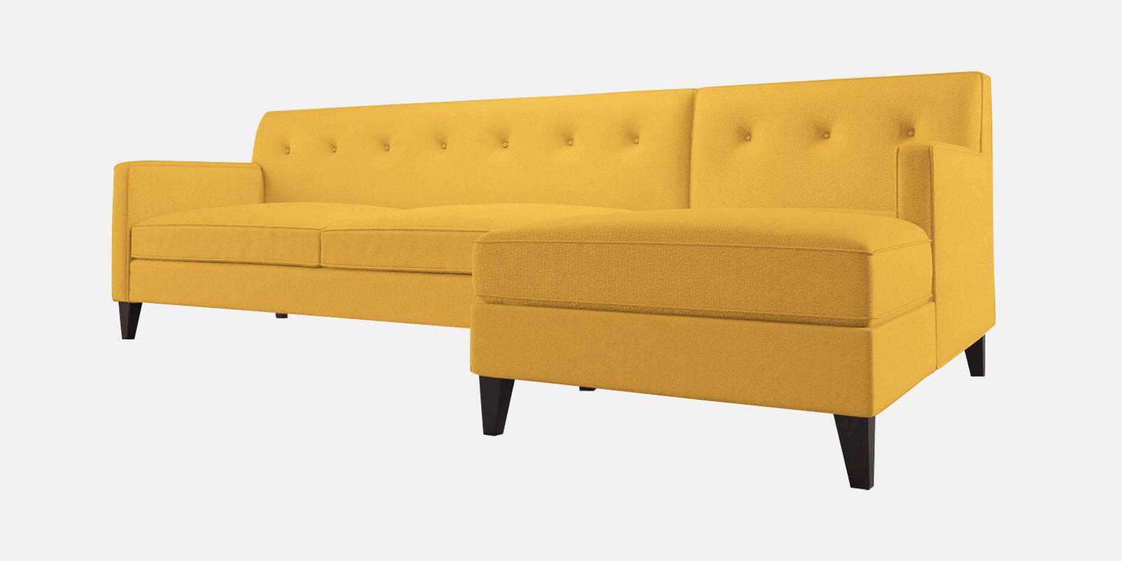 Miller Fabric LHS Sectional Sofa (3+Lounger) In Bold Yellow Colour - Febonic Living