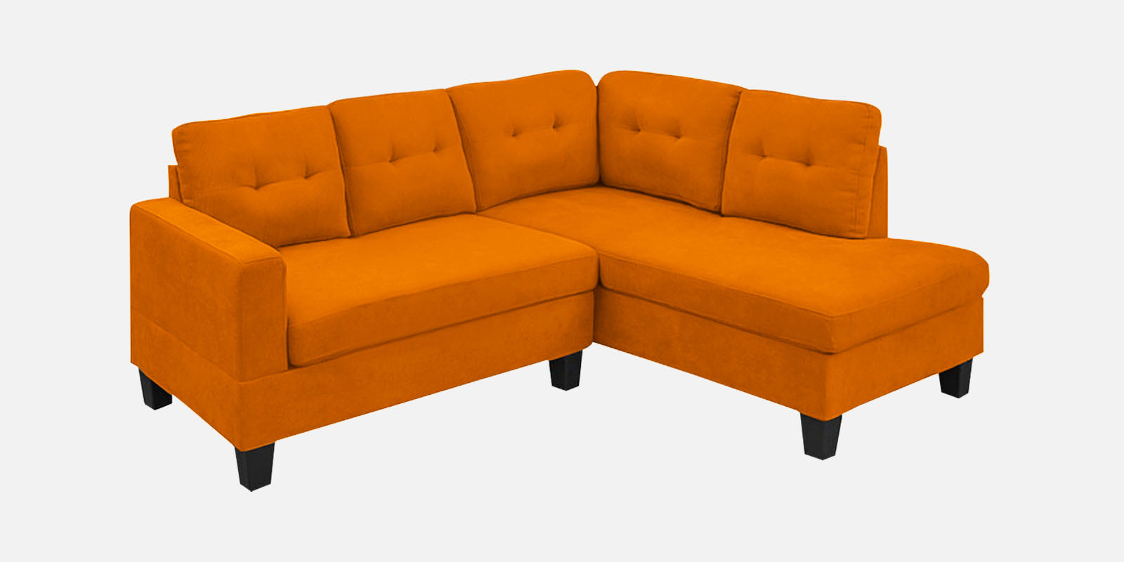 Thomas Fabric LHS Sectional Sofa (2+Lounger) In Vivid Orange Colour - Febonic Living