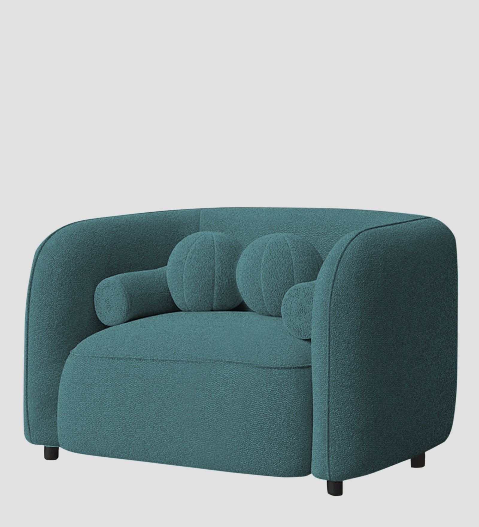 Corny Boucle Fabric 1 Seater Sofa In Ocean Blue Colour - Febonic Living