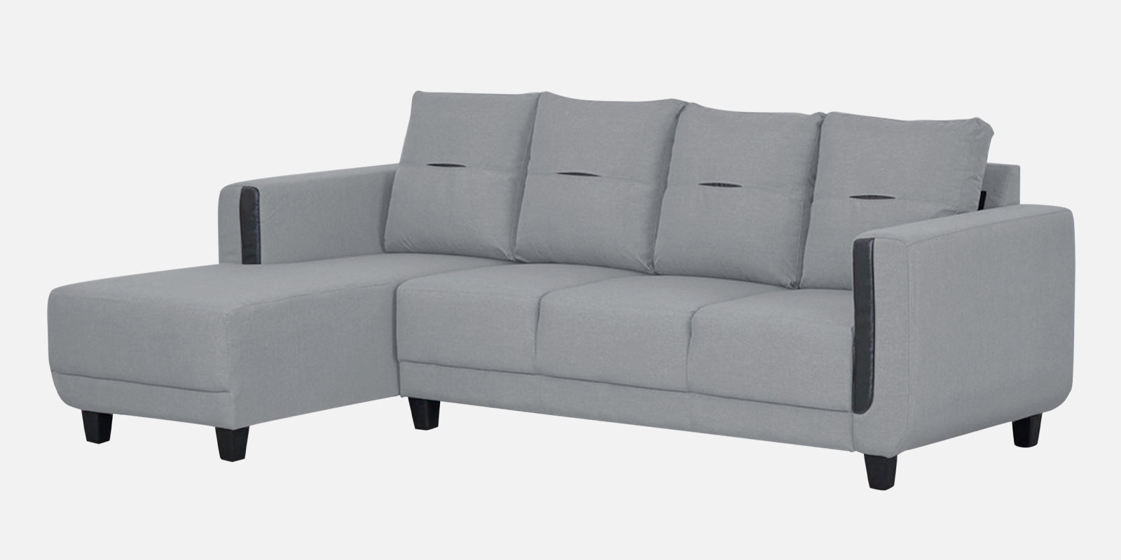 Perry Fabric RHS Sectional Sofa (3+Lounger) In Coin Grey Colour - Febonic Living
