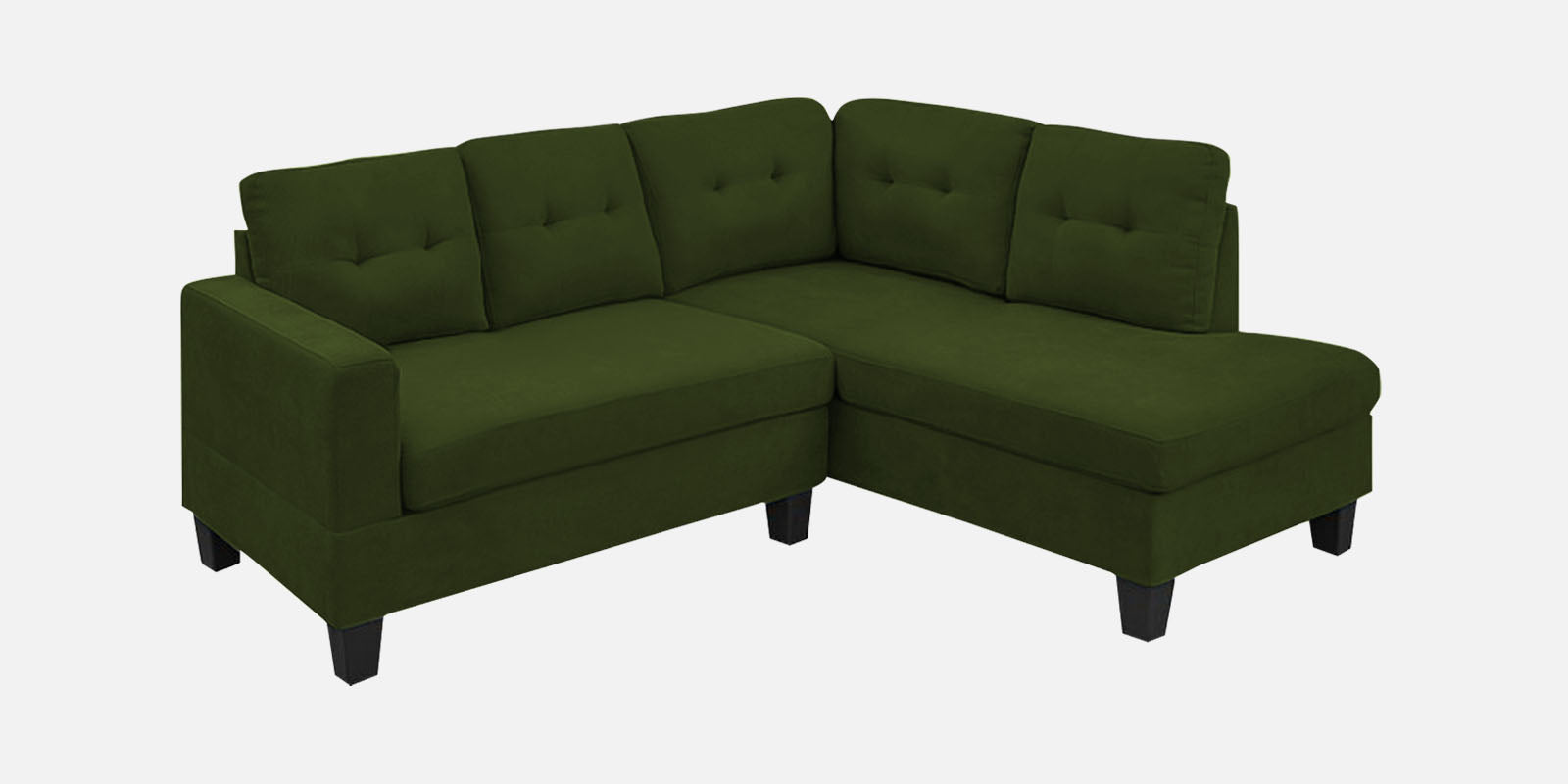 Thomas Fabric LHS Sectional Sofa (2+Lounger) In Olive Green Colour - Febonic Living