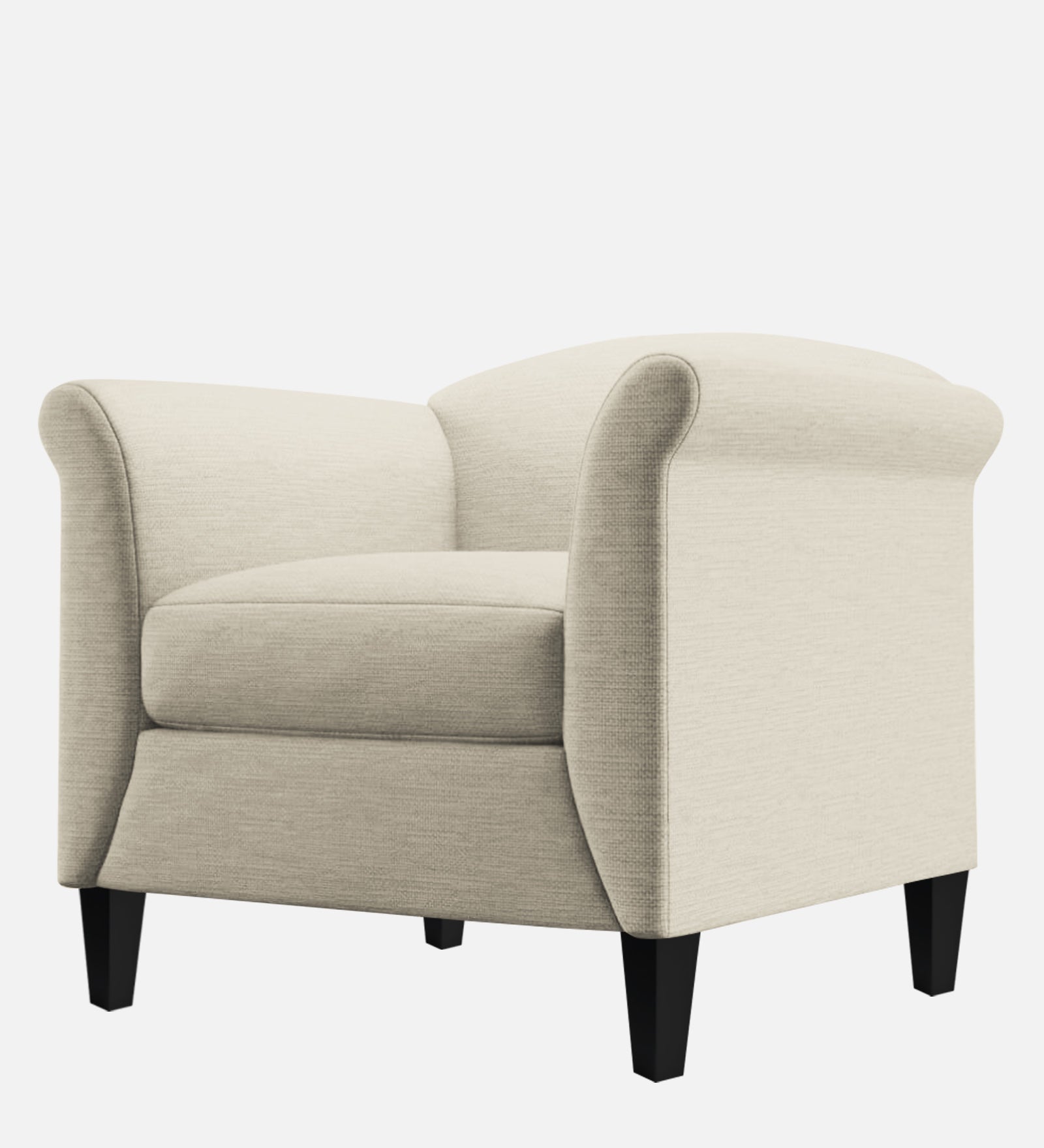 Kimber Fabric 1 Seater Sofa in Ivory Cream Colour
