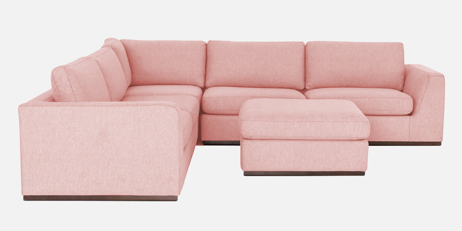 Freedom Velvet 6 Seater LHS Corner Sofa In Millennial Pink Colour With Ottoman - Febonic Living