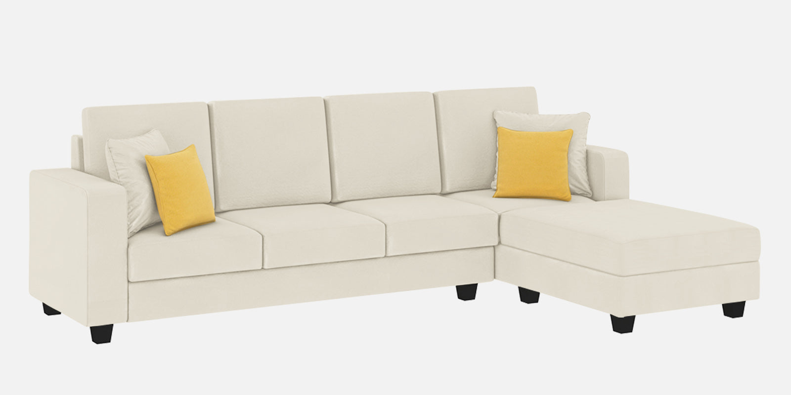 Nabi Fabric LHS Sectional Sofa (3+Lounger) In Ivory cream Colour - Febonic Living
