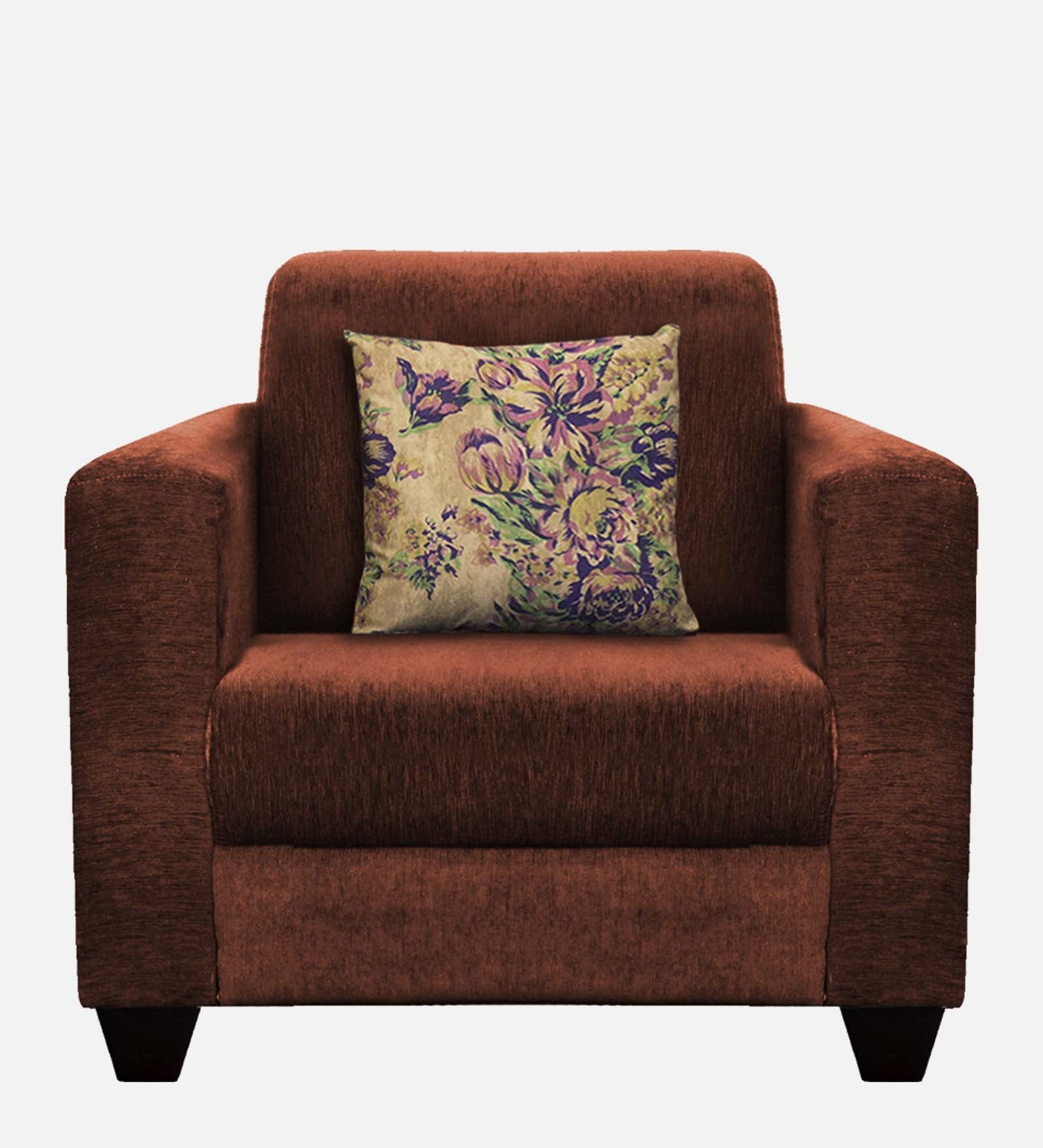 Lipu Fabric 1 Seater Sofa In Coffee Brown Colour