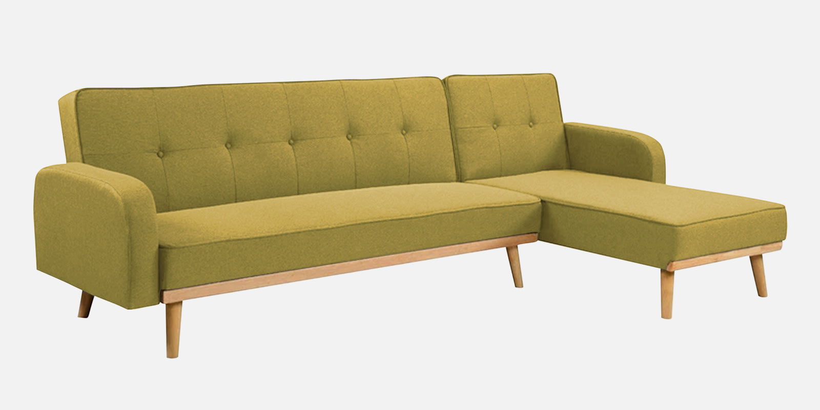 Zuno Fabric RHS Convertible Sofa Cum Bed In Parrot Green Colour - Febonic Living