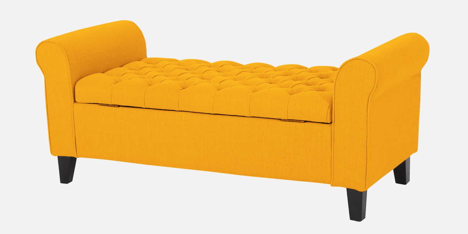 Nowia Fabric 2 Seater Recamier In Bold Yellow Colour With Storage - Febonic Living