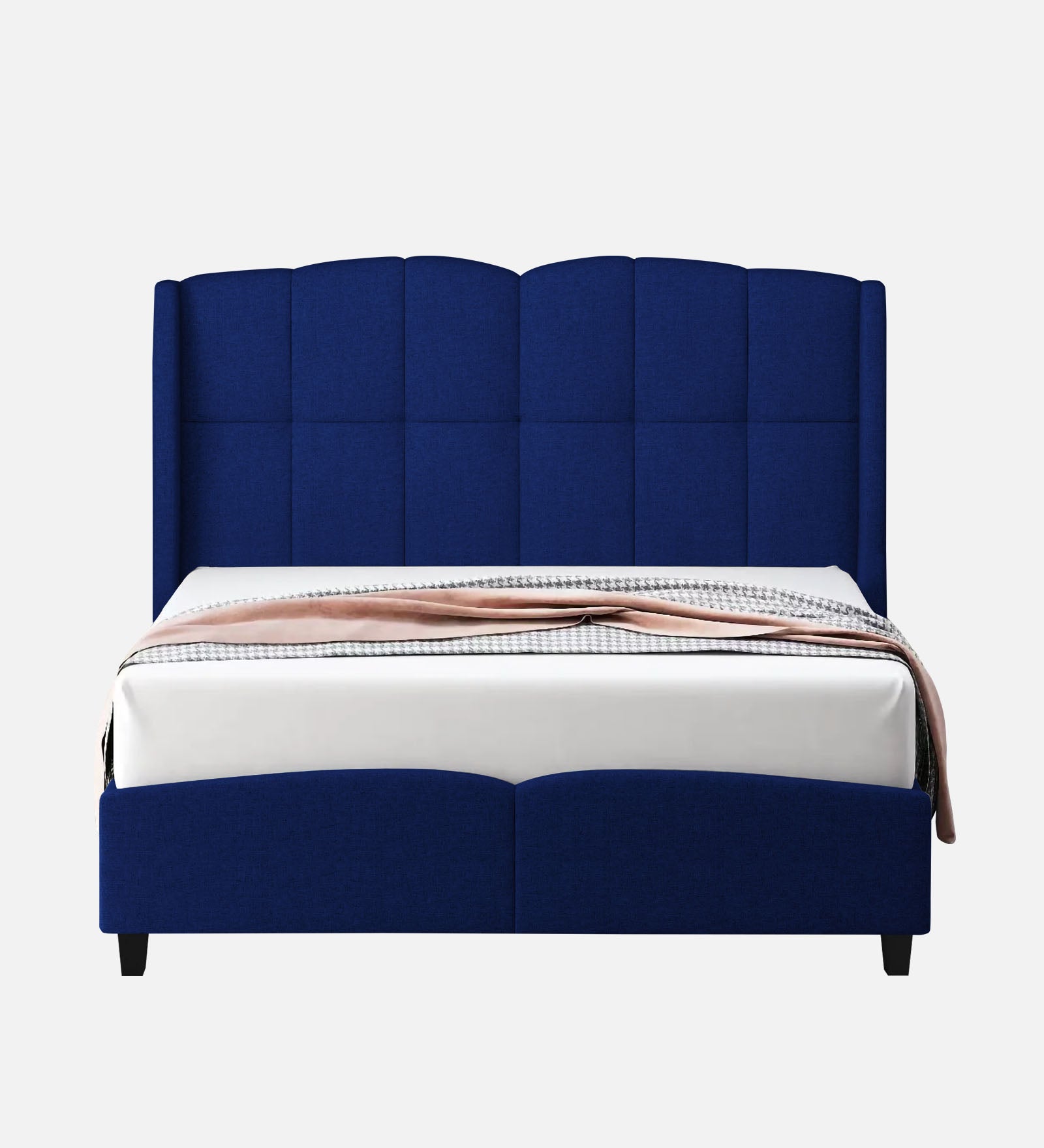 Jovi Velvet Upholstered Single Size Bed In Imperial Blue Colour - Febonic Living