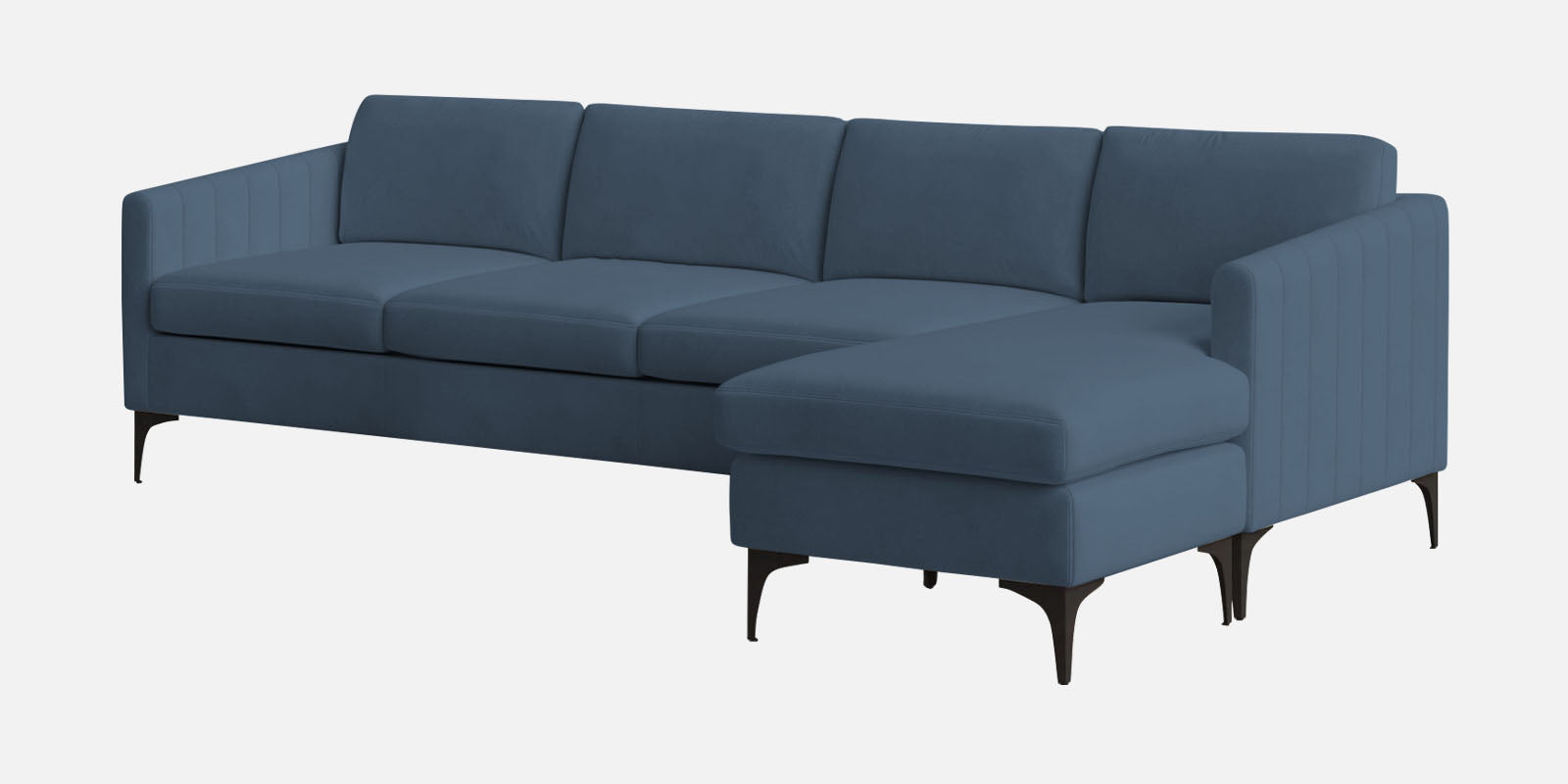 Haru Fabric LHS Sectional Sofa (3+Lounger) In Oxford Blue Colour - Febonic Living