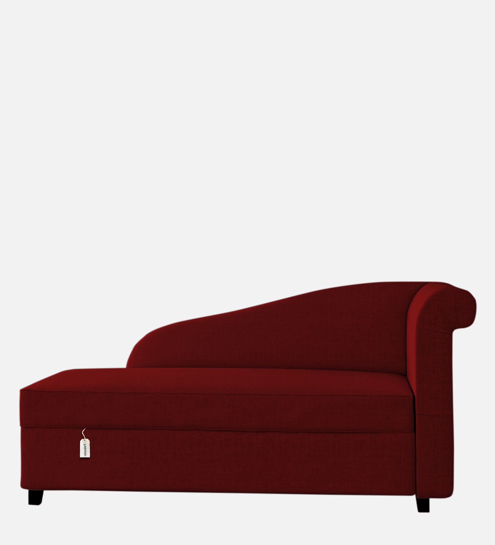Toppy Fabric LHS Chaise Lounger In Blood Maroon Colour With Storage - Febonic Living