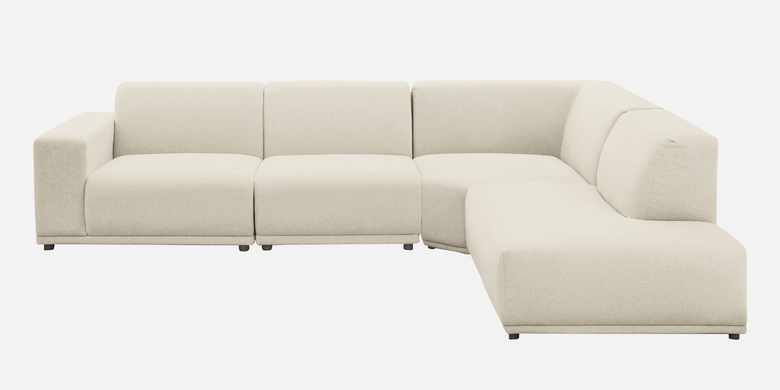 Adam Fabric RHS Sectional Sofa (3+Ottoman Lounger) In Ivory Cream Colour - Febonic Living
