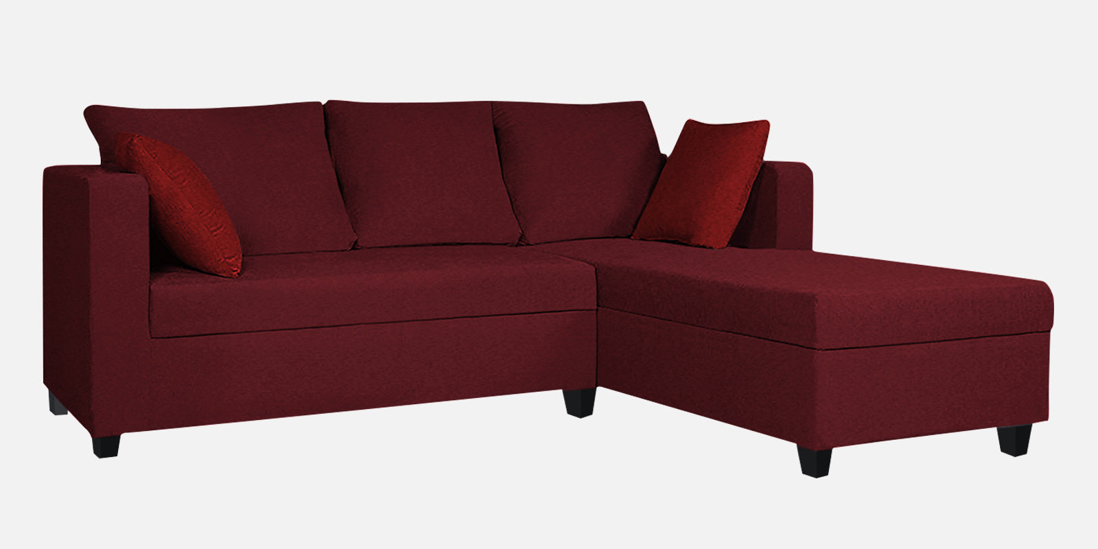 Nebula Fabric LHS Sectional Sofa (2+Lounger) In Blood Maroon Colour - Febonic Living