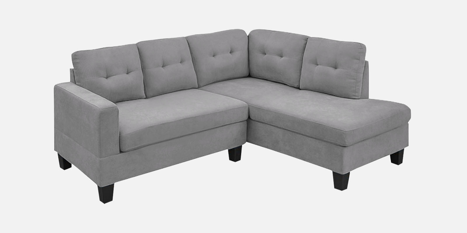 Thomas Fabric LHS Sectional Sofa (2+Lounger) In Lit Grey Colour - Febonic Living