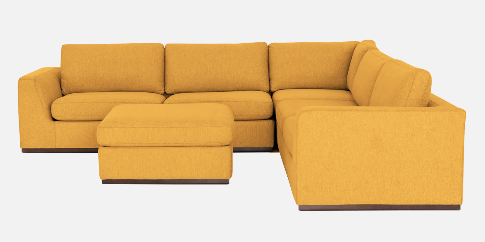 Freedom Velvet 6 Seater RHS Corner Sofa In Turmeric Yellow Colour With Ottoman - Febonic Living